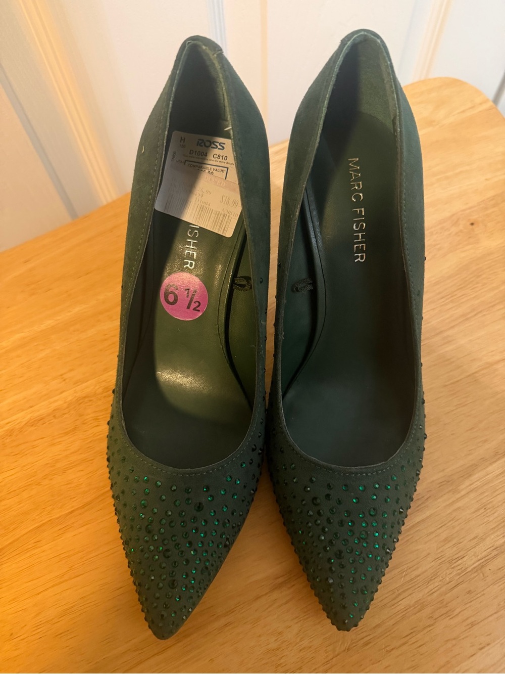 Marc Fisher Emerald Green Crystal Pointed-Toe Pumps